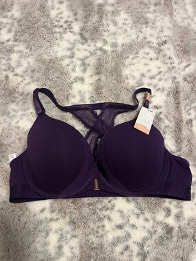 NWT Cacique Deep Purple Boost Plunge Lace-Back T-Shirt Bra